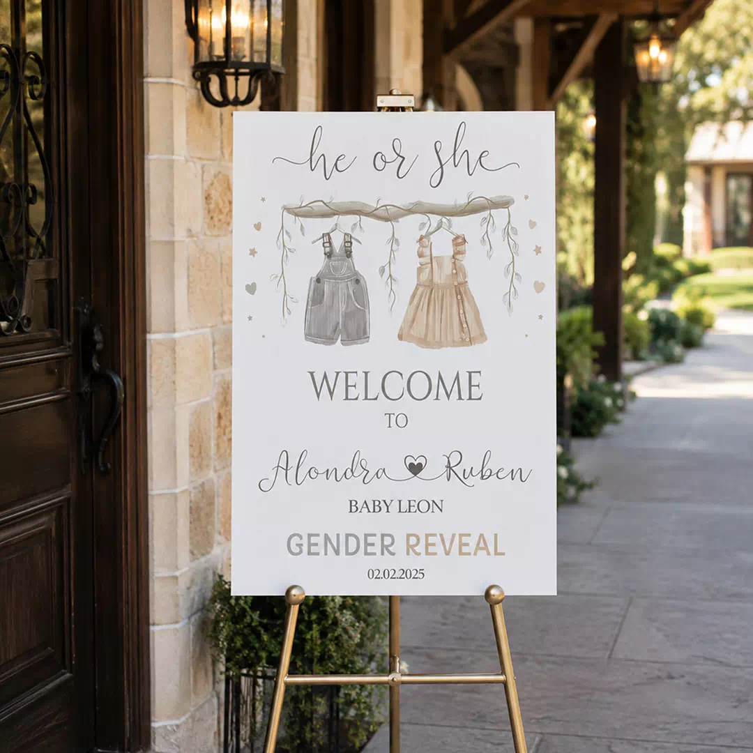 Baby Outfit Icons Welcome Board – Personalised Gender Reveal Sign UAE - Image 2