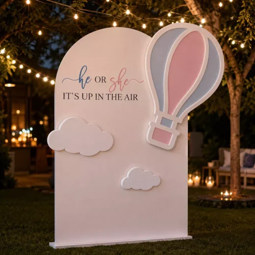 Hot Air Balloon 3D Arch Backdrop – Gender Reveal Photo Backdrop UAE