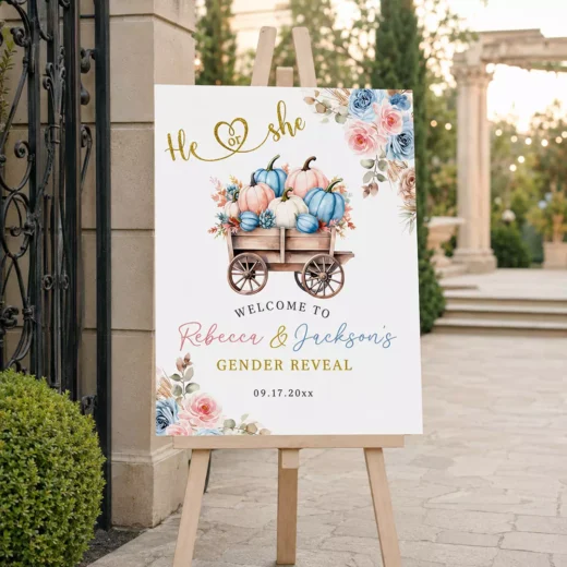 Vintage Wagon Floral Welcome Board – Personalised Gender Reveal Sign UAE