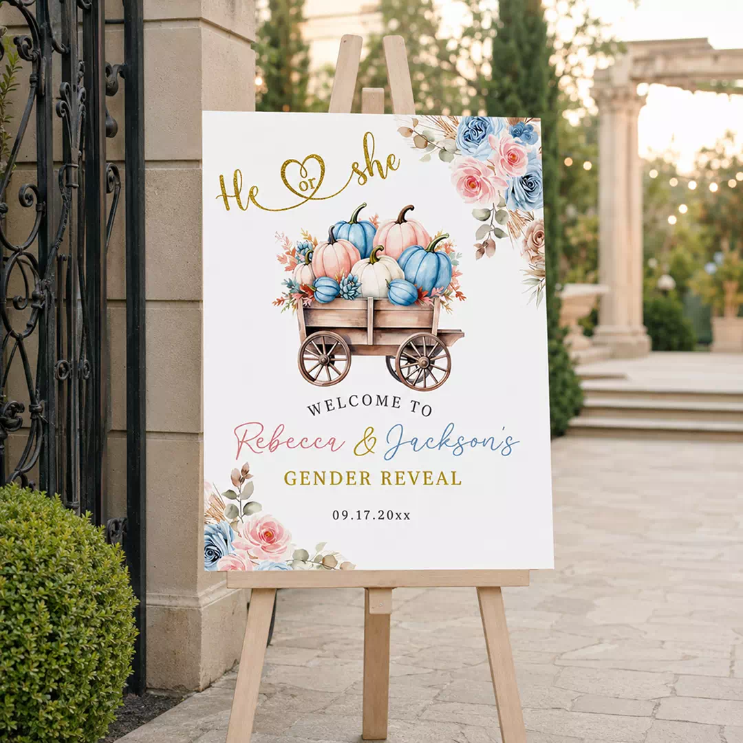 Vintage Wagon Floral Welcome Board – Personalised Gender Reveal Sign UAE
