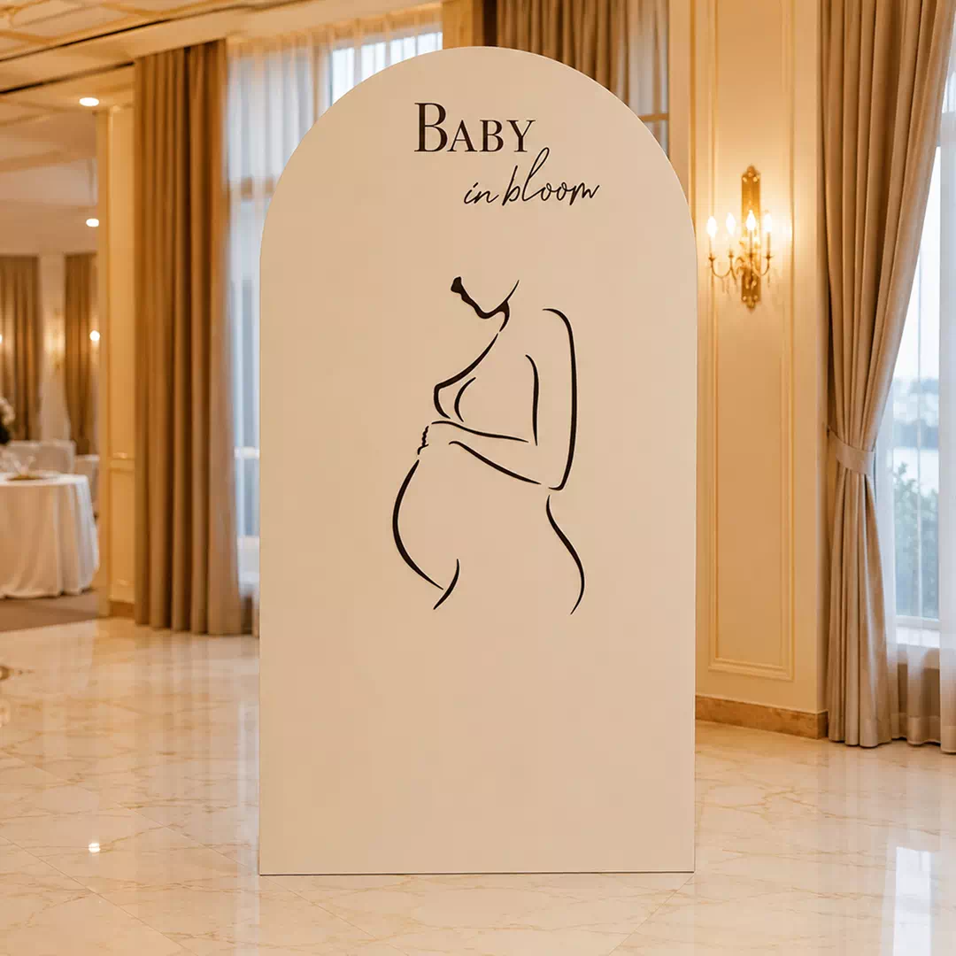 Pregnant Silhouette Baby Coming Backdrop – Gender Reveal Photo Backdrop UAE