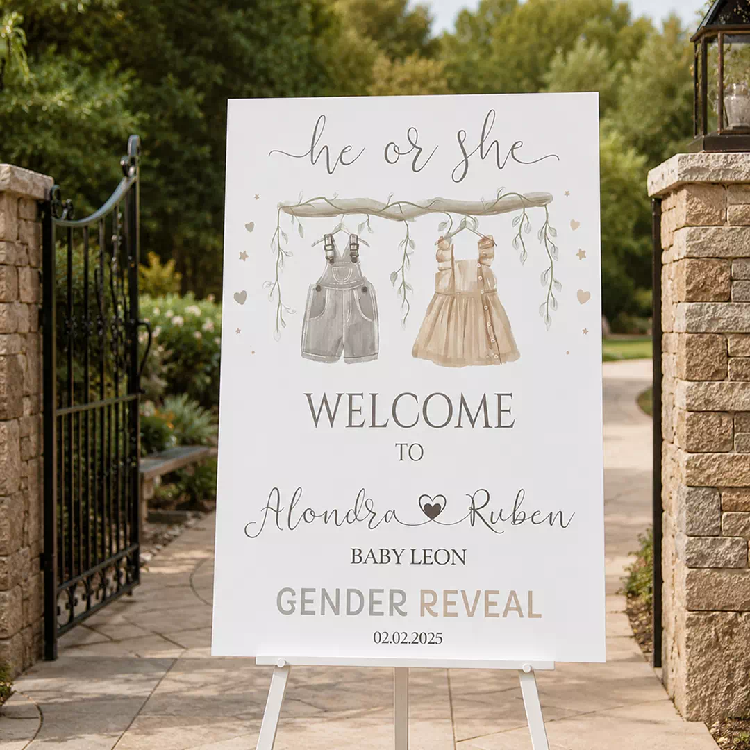 Baby Outfit Icons Welcome Board – Personalised Gender Reveal Sign UAE