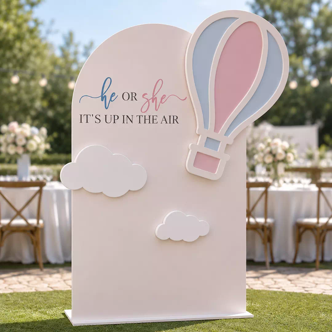 Hot Air Balloon 3D Arch Backdrop – Gender Reveal Photo Backdrop UAE - Image 3
