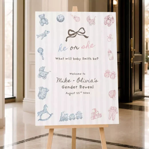 Bow Tie & Dress Dotted Welcome Board – Personalised Gender Reveal Sign UAE