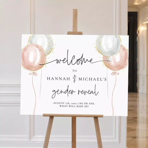 Pastel Balloon Welcome Board – Personalised Gender Reveal Sign UAE