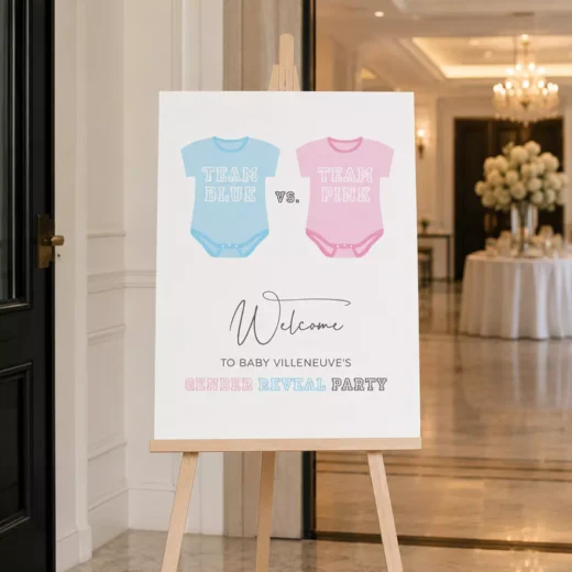 Team Blue Team Pink Onesie Welcome Board – Personalised Gender Reveal Sign UAE