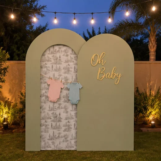 Floral Oh Baby Arch Backdrop – Gender Reveal Photo Backdrop UAE
