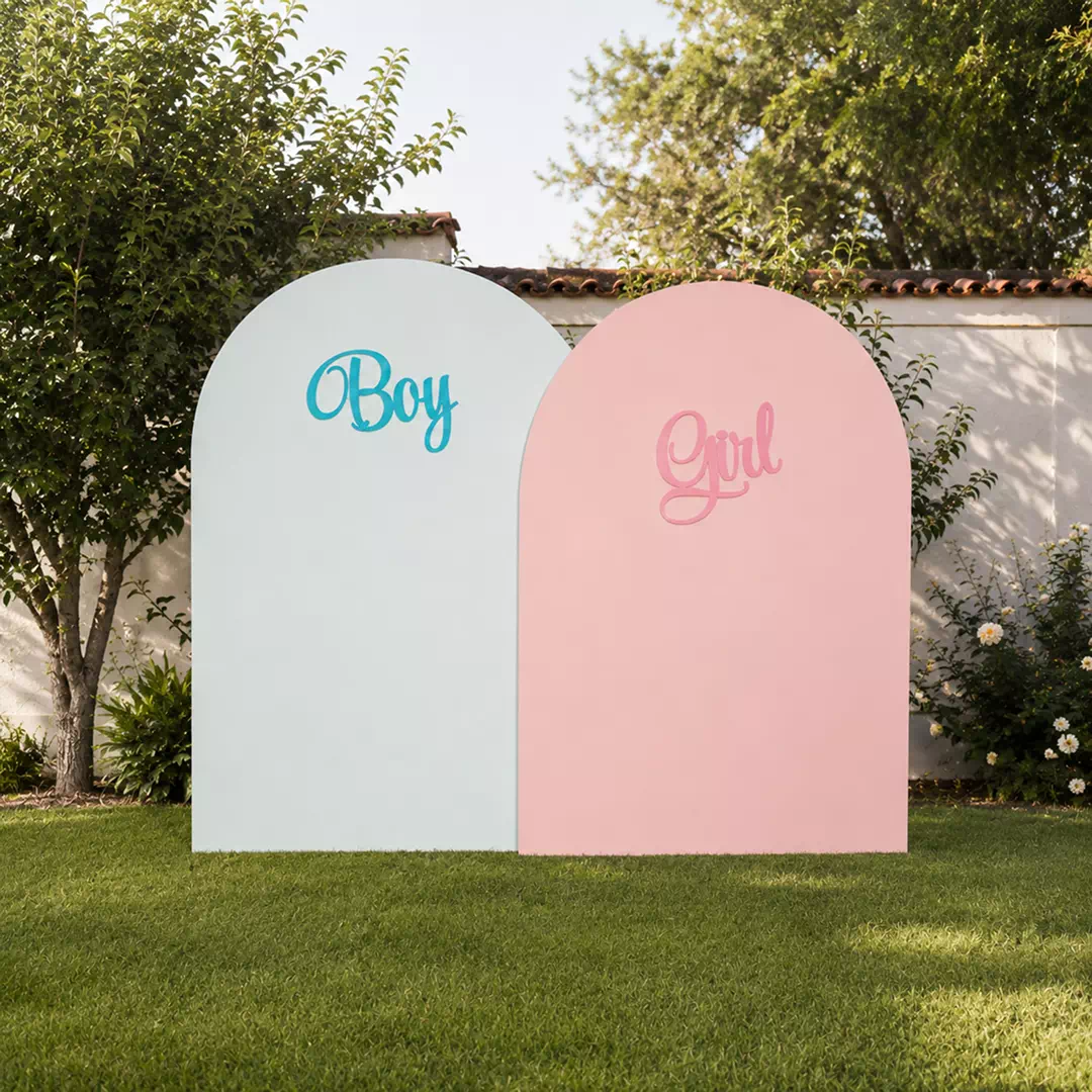 Blue Pink Two-Circle Backdrop – Gender Reveal Photo Backdrop UAE - Image 2
