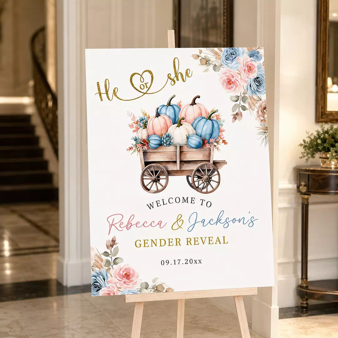 Vintage Wagon Floral Welcome Board – Personalised Gender Reveal Sign UAE - Image 4