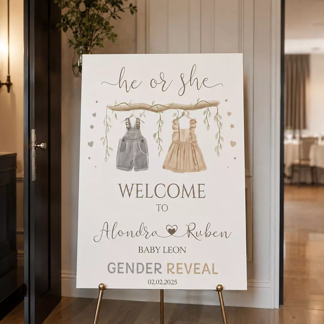 Baby Outfit Icons Welcome Board – Personalised Gender Reveal Sign UAE - Image 4