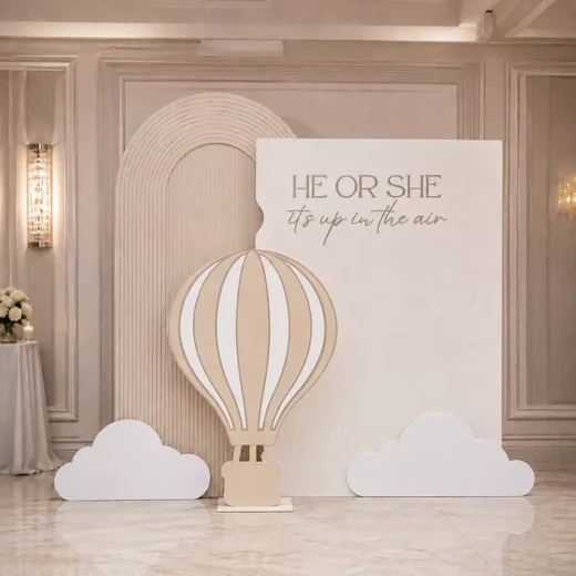 Cloud Arch 3D Hot Air Balloon Backdrop – Gender Reveal Photo Backdrop UAE