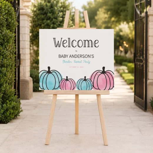 Autumn Pumpkin Gender Reveal Welcome Board – Personalised Gender Reveal Sign UAE