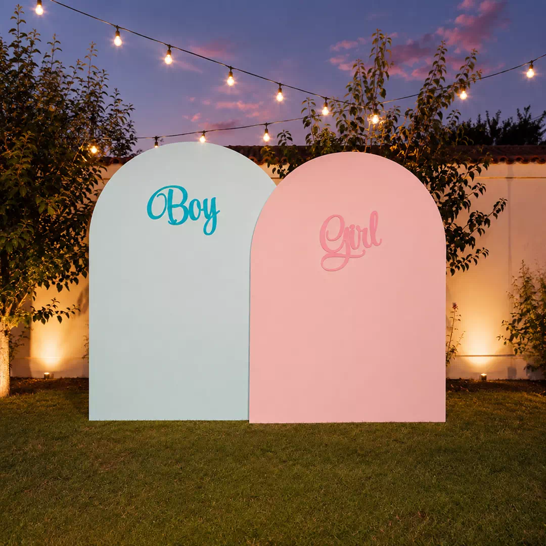 Blue Pink Two-Circle Backdrop – Gender Reveal Photo Backdrop UAE - Image 3