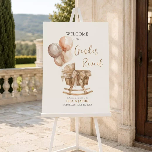 Teddy Bear Gender Reveal Welcome Board – Personalised Gender Reveal Sign UAE
