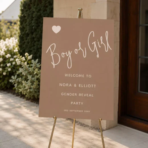 Boy or Girl Elegant Script Welcome Board – Personalised Gender Reveal Sign UAE