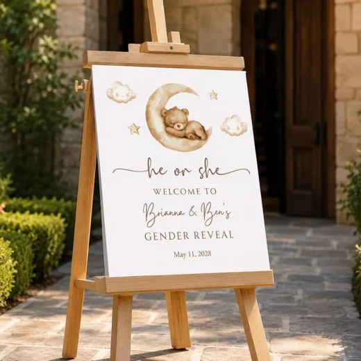 He or She Moon & Stars Welcome Board – Personalised Gender Reveal Sign UAE