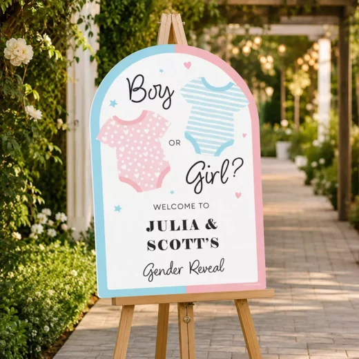 Baby Onesie Arched Welcome Board – Personalised Gender Reveal Sign UAE