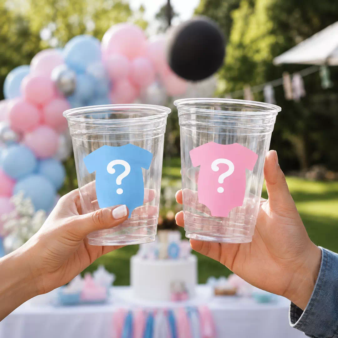 Custom Printed Question Mark Reveal Cups, Set of 8 – Gender Reveal Cups UAE - Image 2