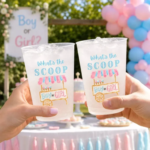 Custom Printed What's the Scoop Reveal Cups, Set of 8 – Gender Reveal Cups UAE