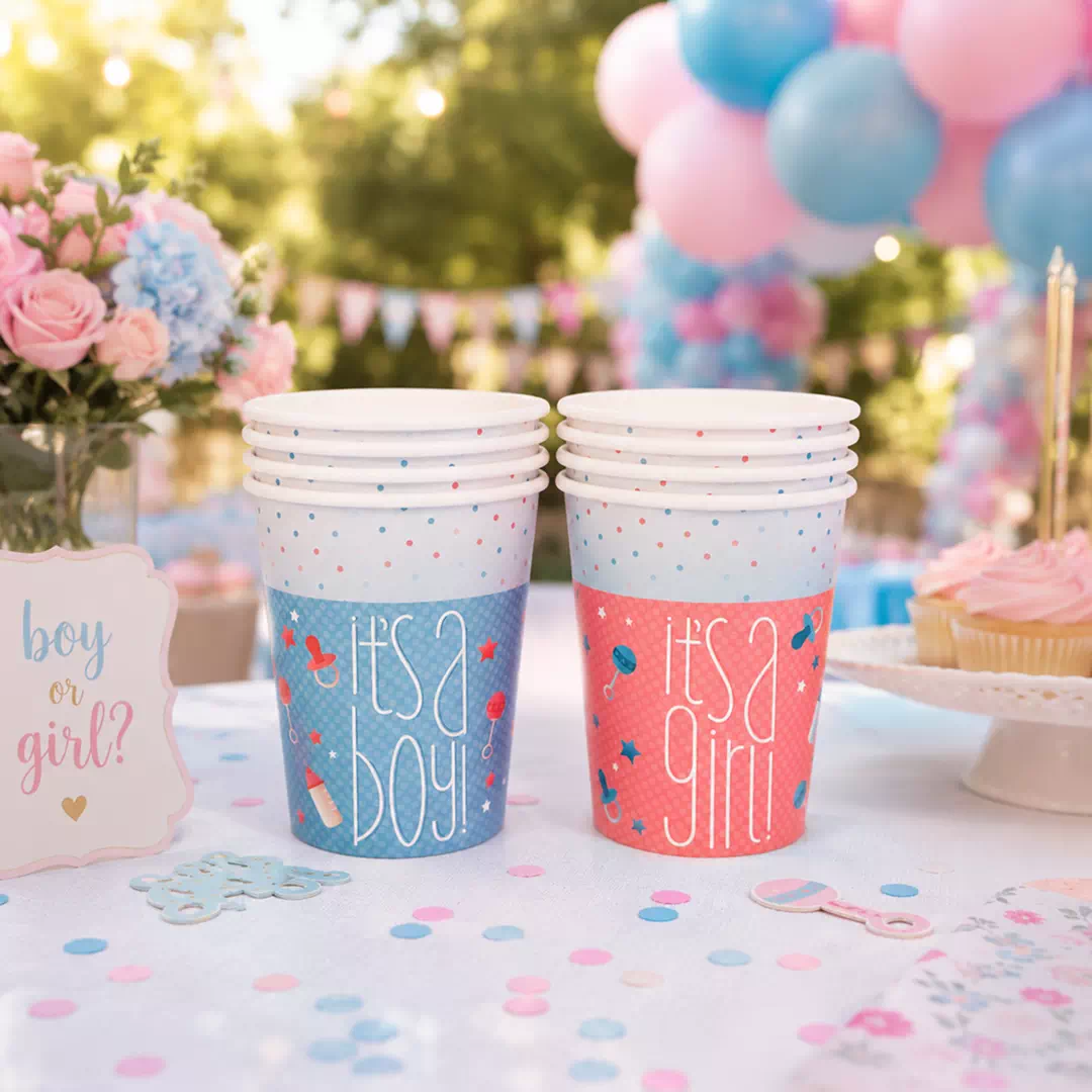 Custom Printed Boy or Girl Polka Dot Cups, Set of 8 – Gender Reveal Cups UAE - Image 2