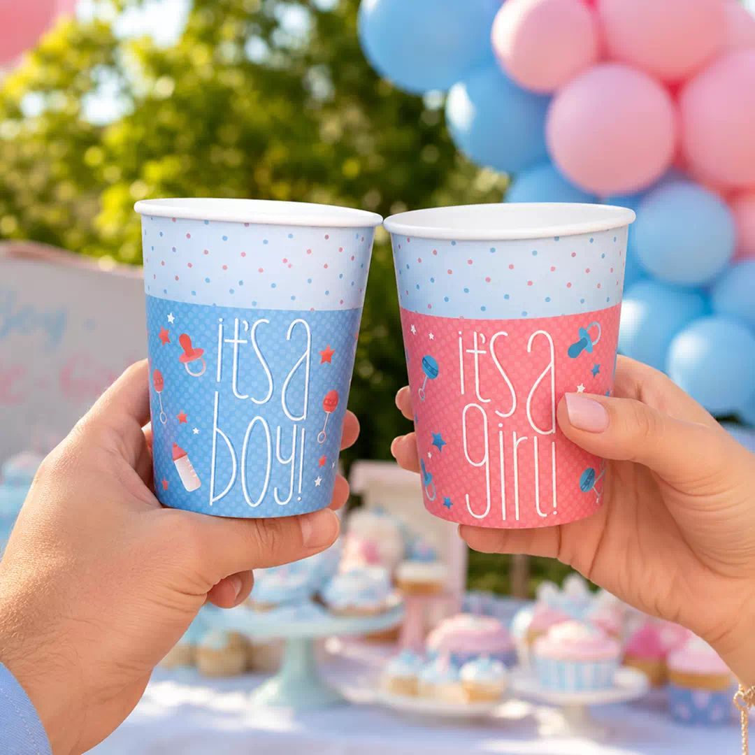 Custom Printed Boy or Girl Polka Dot Cups, Set of 8 – Gender Reveal Cups UAE - Image 3