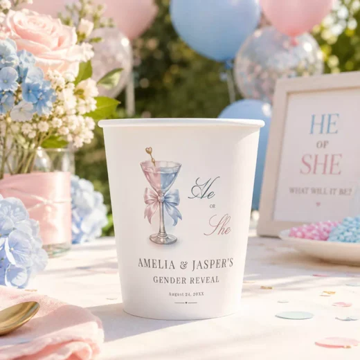 Custom Printed Personalised Gender Reveal Script Cups, Set of 8 – Gender Reveal Cups UAE
