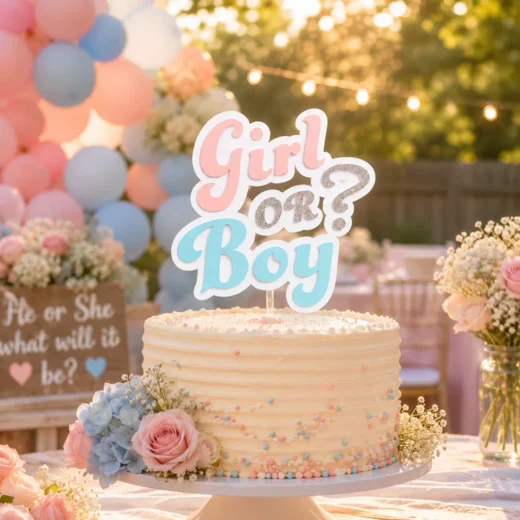 Girl or Boy Floral Cake Topper – Gender Reveal Cake Topper UAE