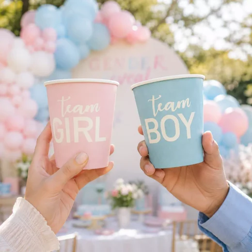 Custom Printed Team Girl Team Boy Dot Cups, Set of 8 – Gender Reveal Cups UAE