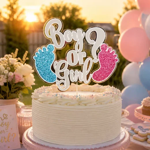 Boy or Girl Gradient Text Cake Topper – Gender Reveal Cake Topper UAE