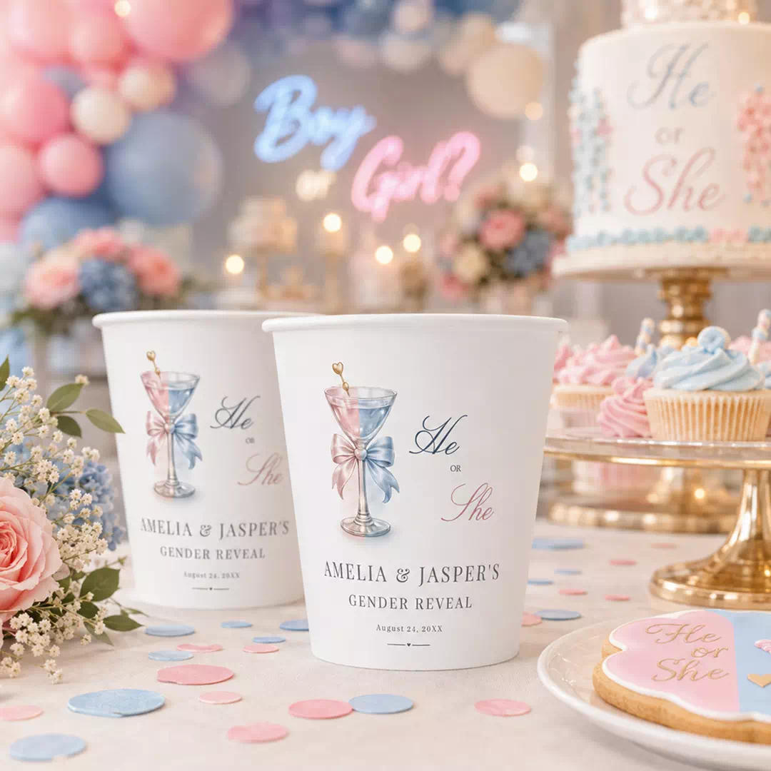 Custom Printed Personalised Gender Reveal Script Cups, Set of 8 – Gender Reveal Cups UAE - Image 4