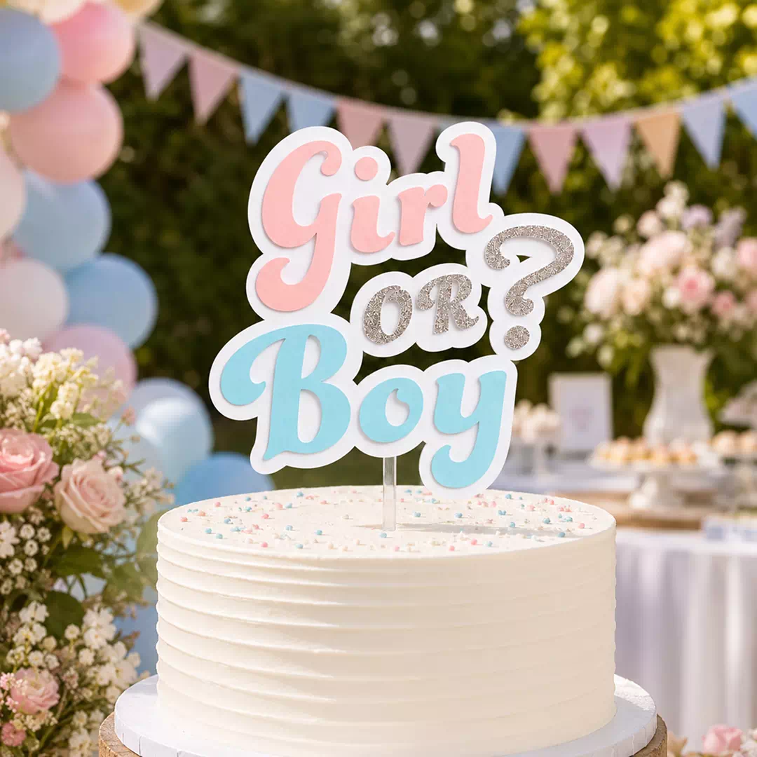 Girl or Boy Floral Cake Topper – Gender Reveal Cake Topper UAE - Image 4