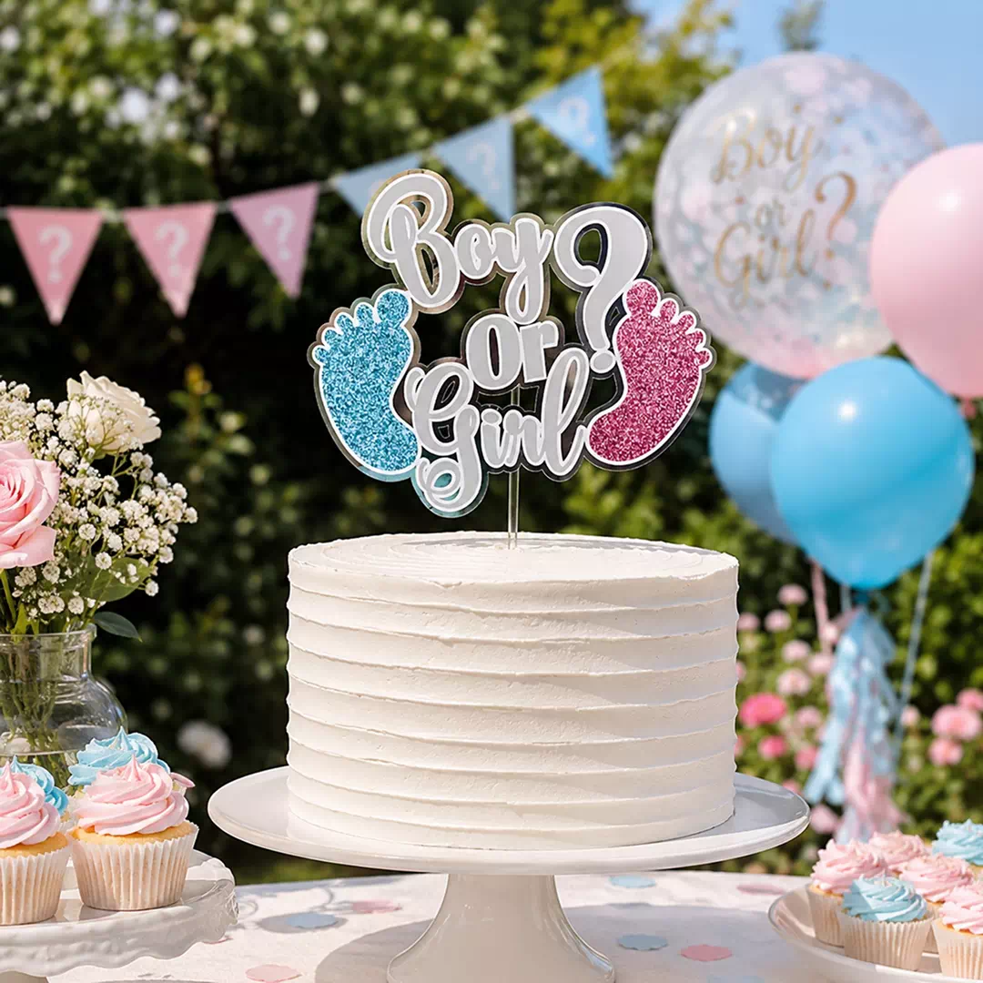 Boy or Girl Gradient Text Cake Topper – Gender Reveal Cake Topper UAE - Image 4