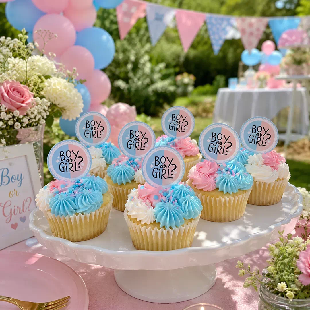 Onesie Cupcake Toppers, Floral Styling – Gender Reveal Cake Topper UAE - Image 2