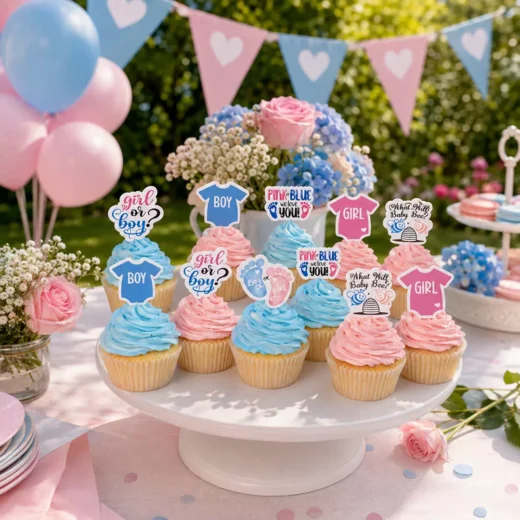Boy or Girl Onesie Pick Dessert Set – Gender Reveal Cake Topper UAE