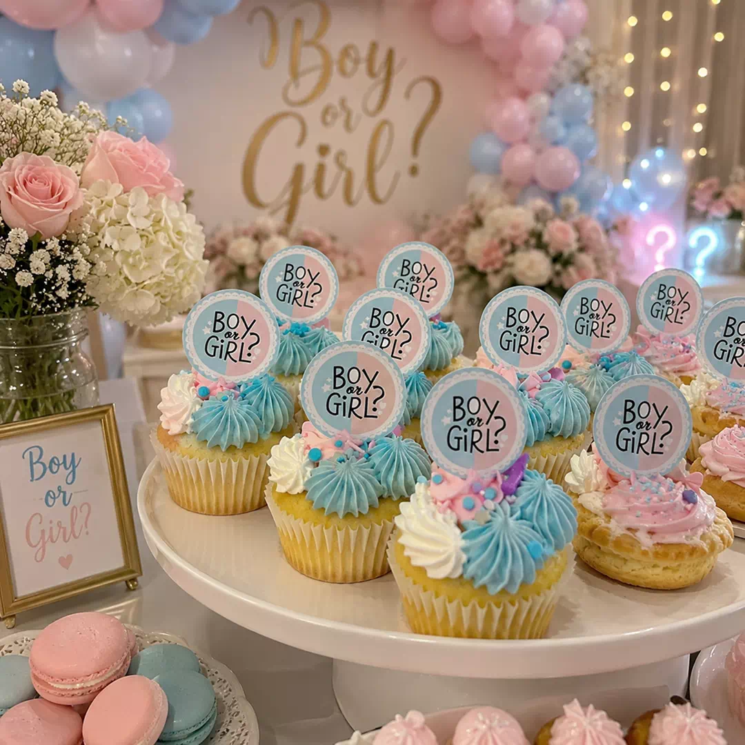 Onesie Cupcake Toppers, Floral Styling – Gender Reveal Cake Topper UAE - Image 4