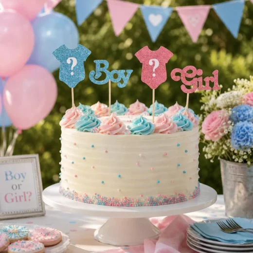 Boy Girl Bunting Balloon Cake Topper Set – Gender Reveal Cake Topper UAE