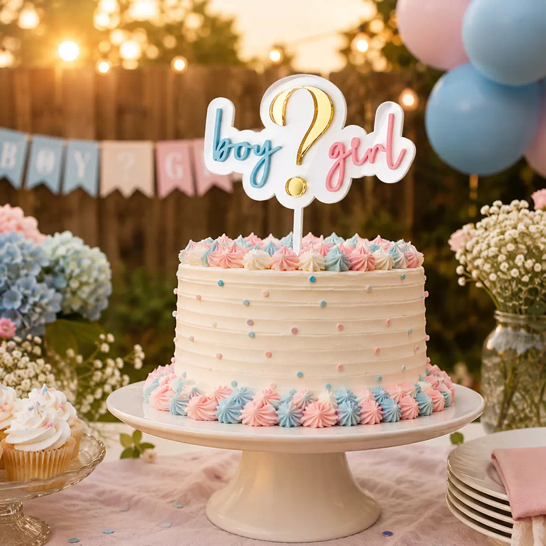 Boy Girl Balloon Arch Cake Topper – Gender Reveal Cake Topper UAE - Image 2