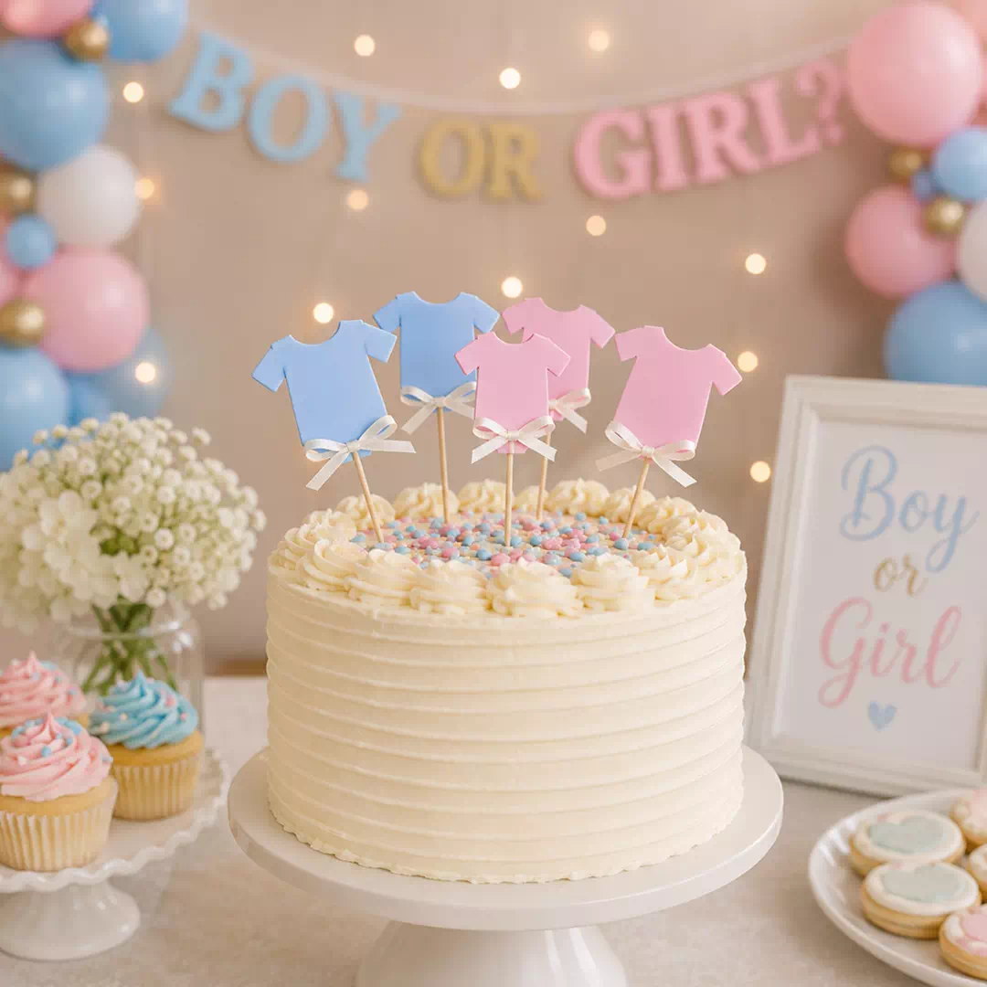 Boy or Girl Dessert Table Cake Topper Set – Gender Reveal Cake Topper UAE - Image 3