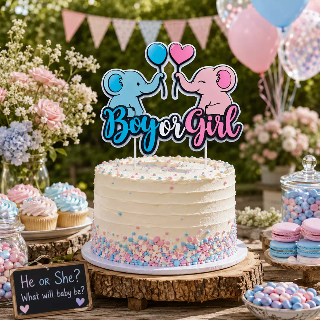 3D Elephant Boy Girl Backdrop – Gender Reveal Photo Backdrop UAE - Image 3