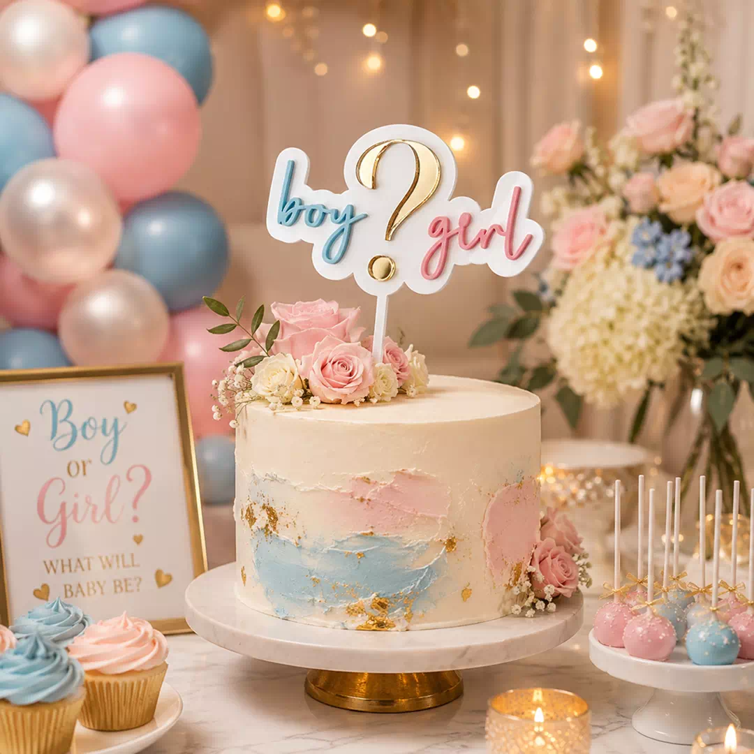 Boy Girl Balloon Arch Cake Topper – Gender Reveal Cake Topper UAE - Image 4