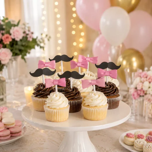 Little Man Mustache Cupcake Toppers – Gender Reveal Cake Topper UAE