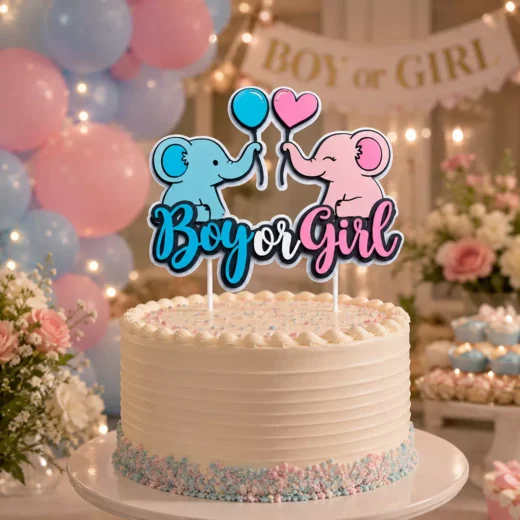 3D Elephant Boy Girl Backdrop – Gender Reveal Photo Backdrop UAE