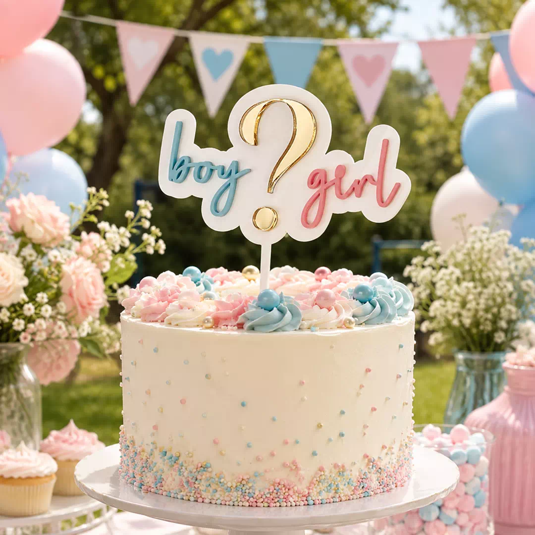 Boy Girl Balloon Arch Cake Topper – Gender Reveal Cake Topper UAE